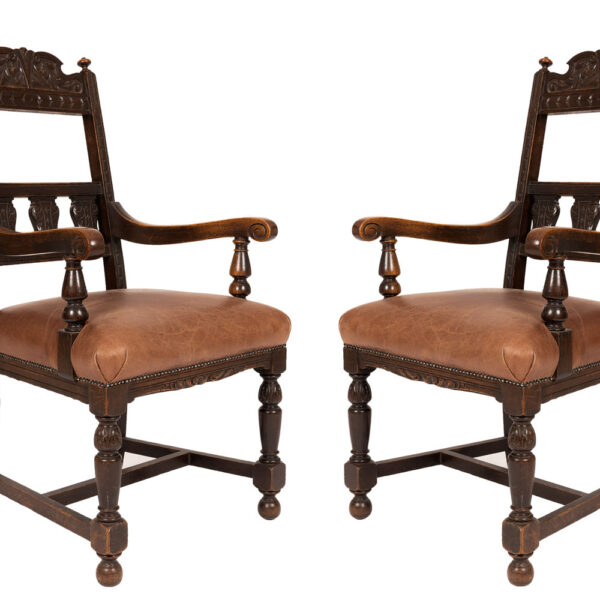 Pair of Victorian Oak Armchairs